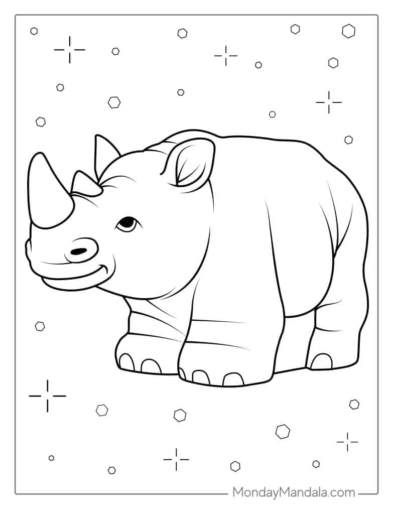 Rhino coloring pages free pdf printables