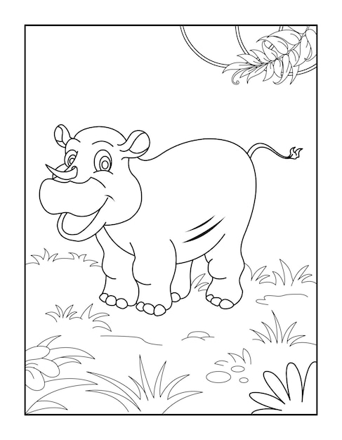 Premium vector rhino coloring book for kids wild animal coloring pages for children