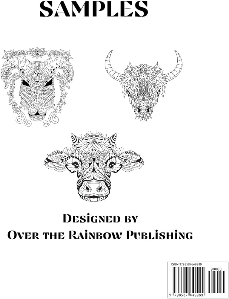 Big horn llection adult loring book nice art design in animals with horns theme for lor therapy and relaxation increasing positive emotions x publishing over the rainbow foreign language