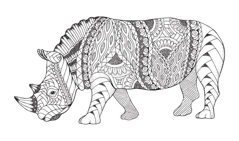 Rhino animal zentangle stylized rhinoceros vector illustration stock vector