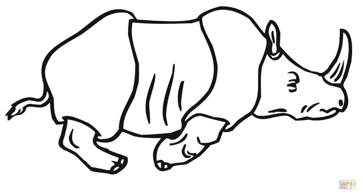 Running indian rhino coloring page free printable coloring pages