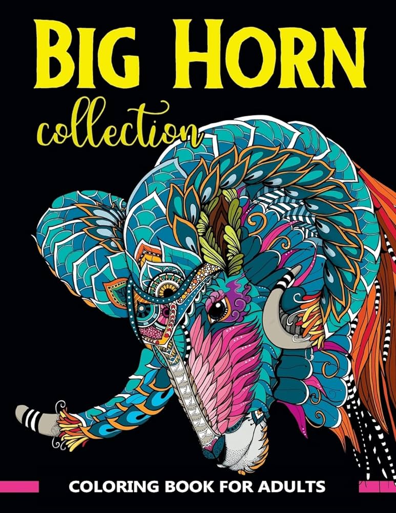 Big horn collection coloring book for adults stunning art sign in big horn animals theme for color therapy and relaxation wild animals coloring book band v art j vuttipat