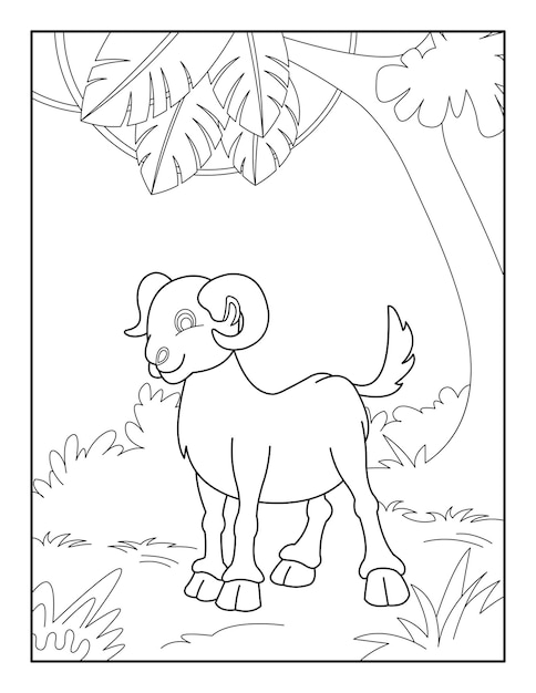 Premium vector goatcoloring page for kids goatcoloring book for relax and meditation