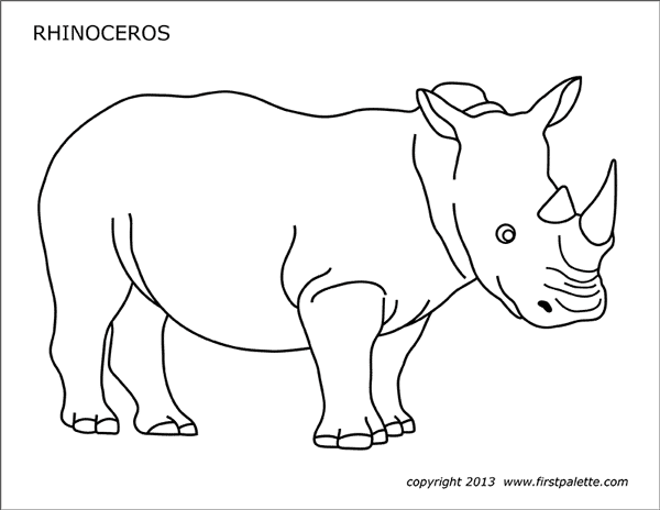 Rhinoceros free printable templates coloring pages