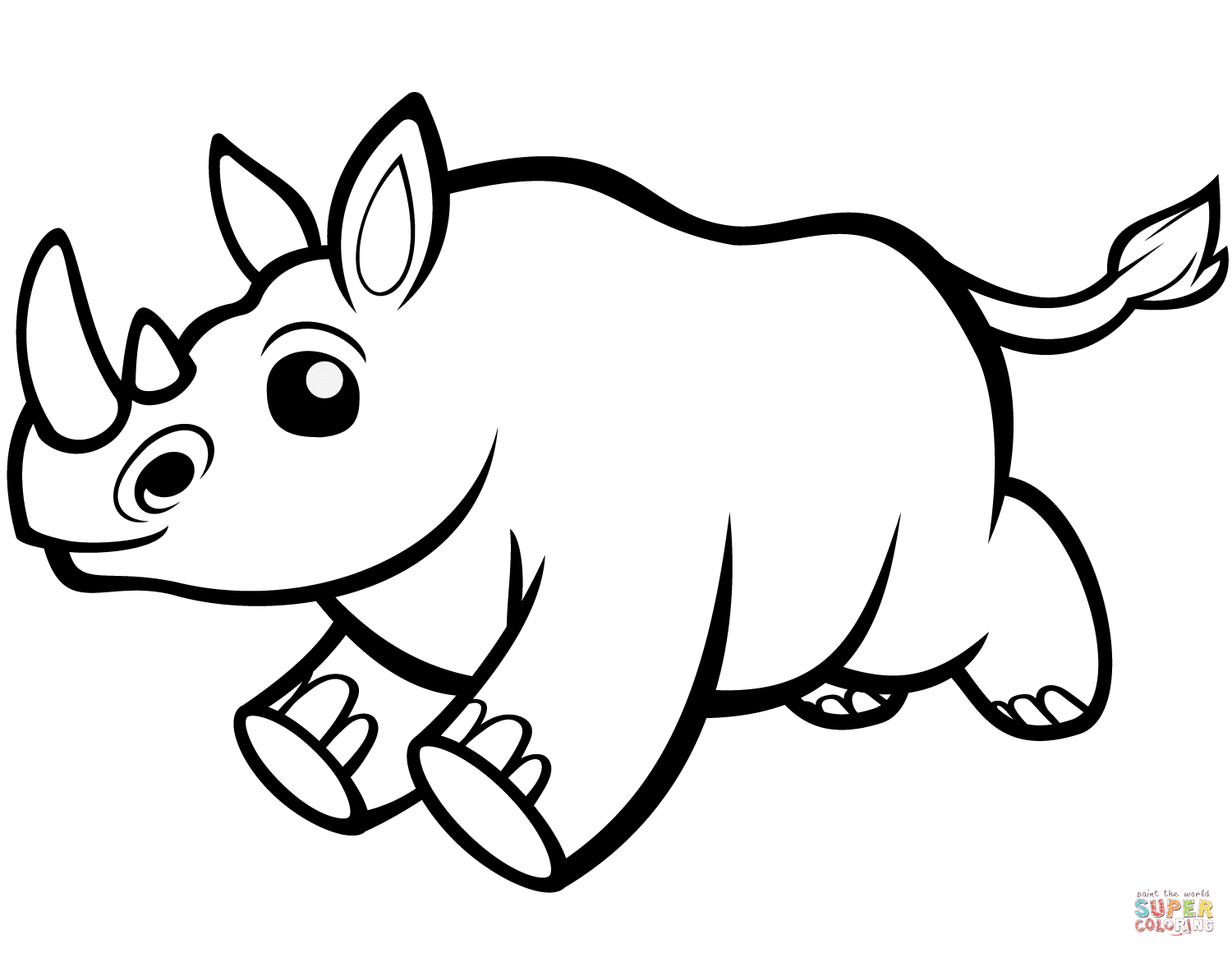 Cute baby rhino coloring page free printable coloring pages