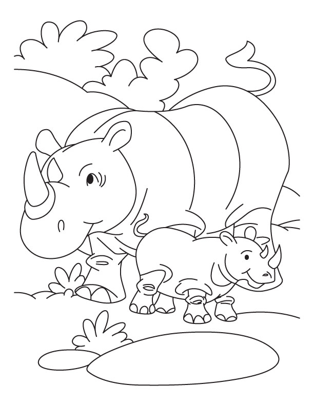 Rhinoceros and baby rhinoceros coloring page download free rhinoceros and baby rhinoceros coloring page for kids best coloring pages
