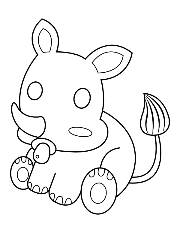 Printable baby rhino coloring page