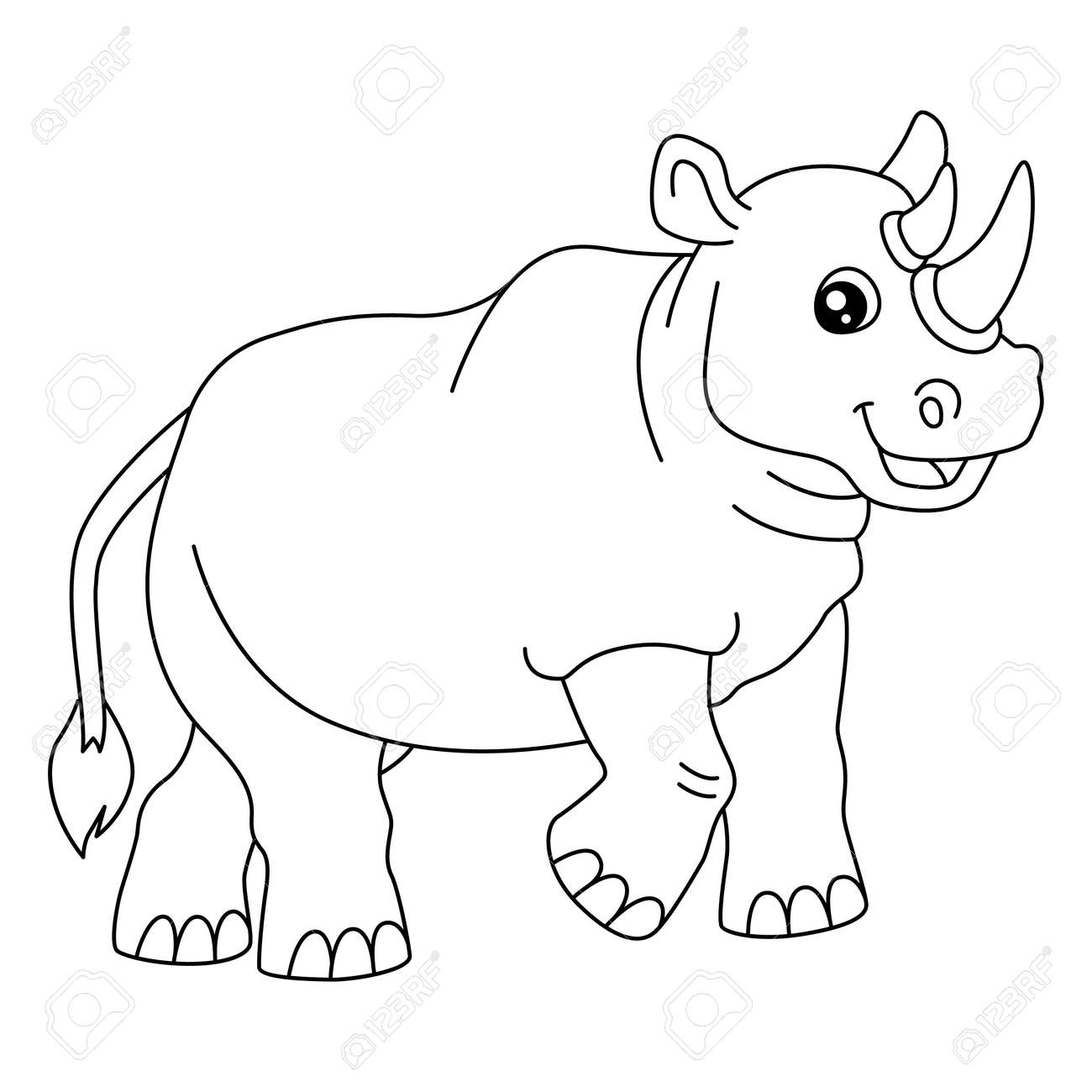 Rhinoceros coloring page isolated for kids royalty free svg cliparts vectors and stock illustration image