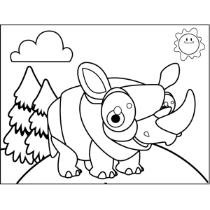 Cute rhino coloring page