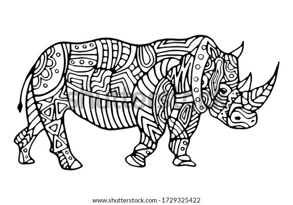 Coloring page rhinoceros hand drawing coloring stock vector royalty free