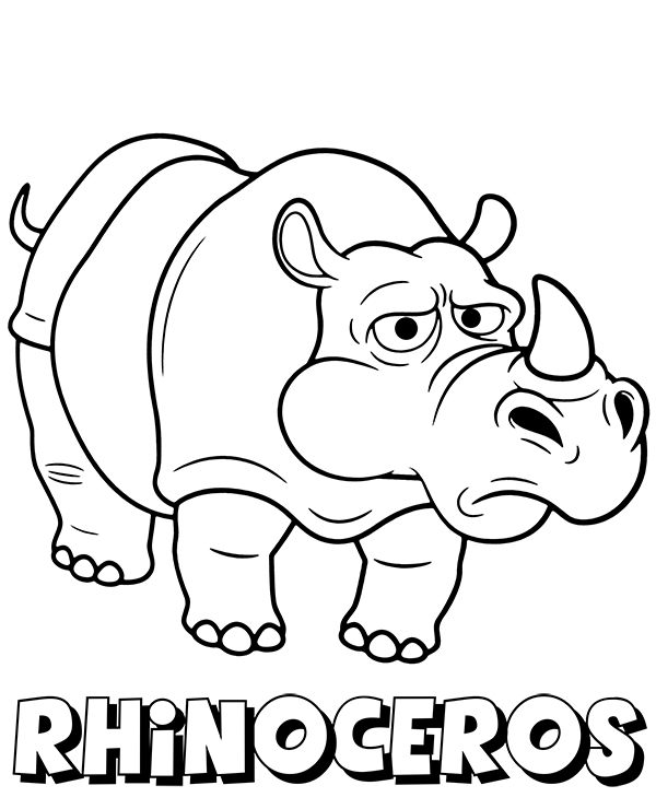 Cartoon rhinoceros coloring page animal
