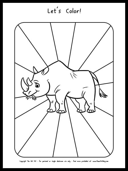 Rhino coloring page â free printable â the art kit