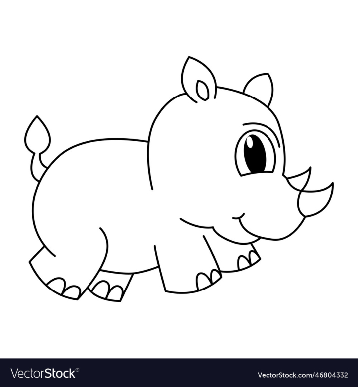 Free cute rhino cartoon coloring page for kids