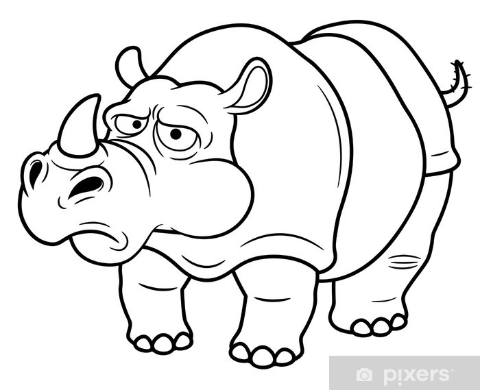 Sticker illustration of rtoon rhino