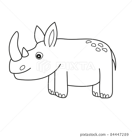 Simple coloring page cute rhinoceros vector