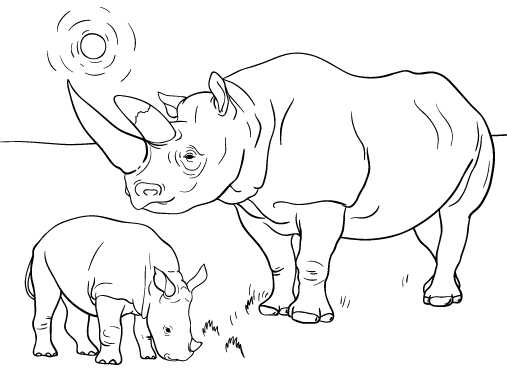 Free rhinoceros coloring page
