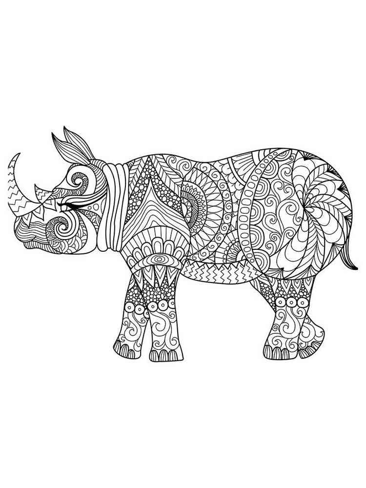 Rhino coloring pages for adults