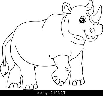 Rhinoceros coloring page isolated for kids stock vector image art