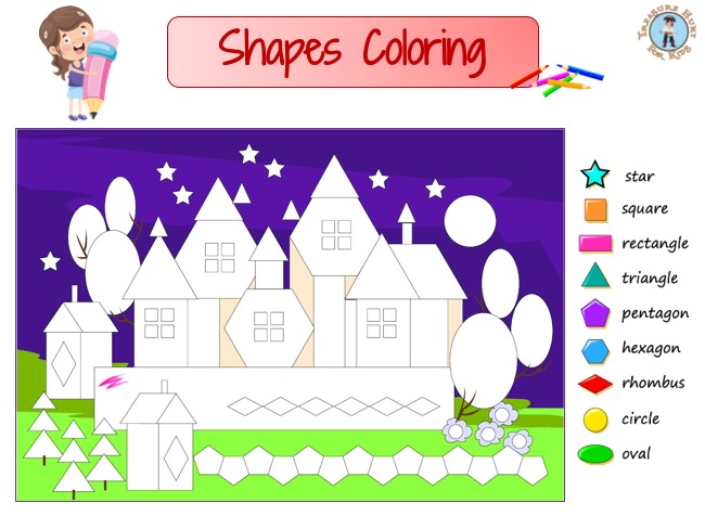 Shapes coloring page