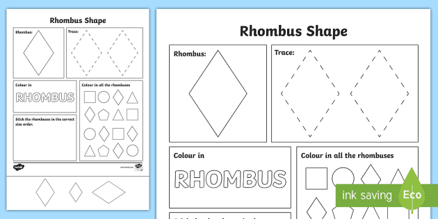 Rhombus shape worksheet teacher