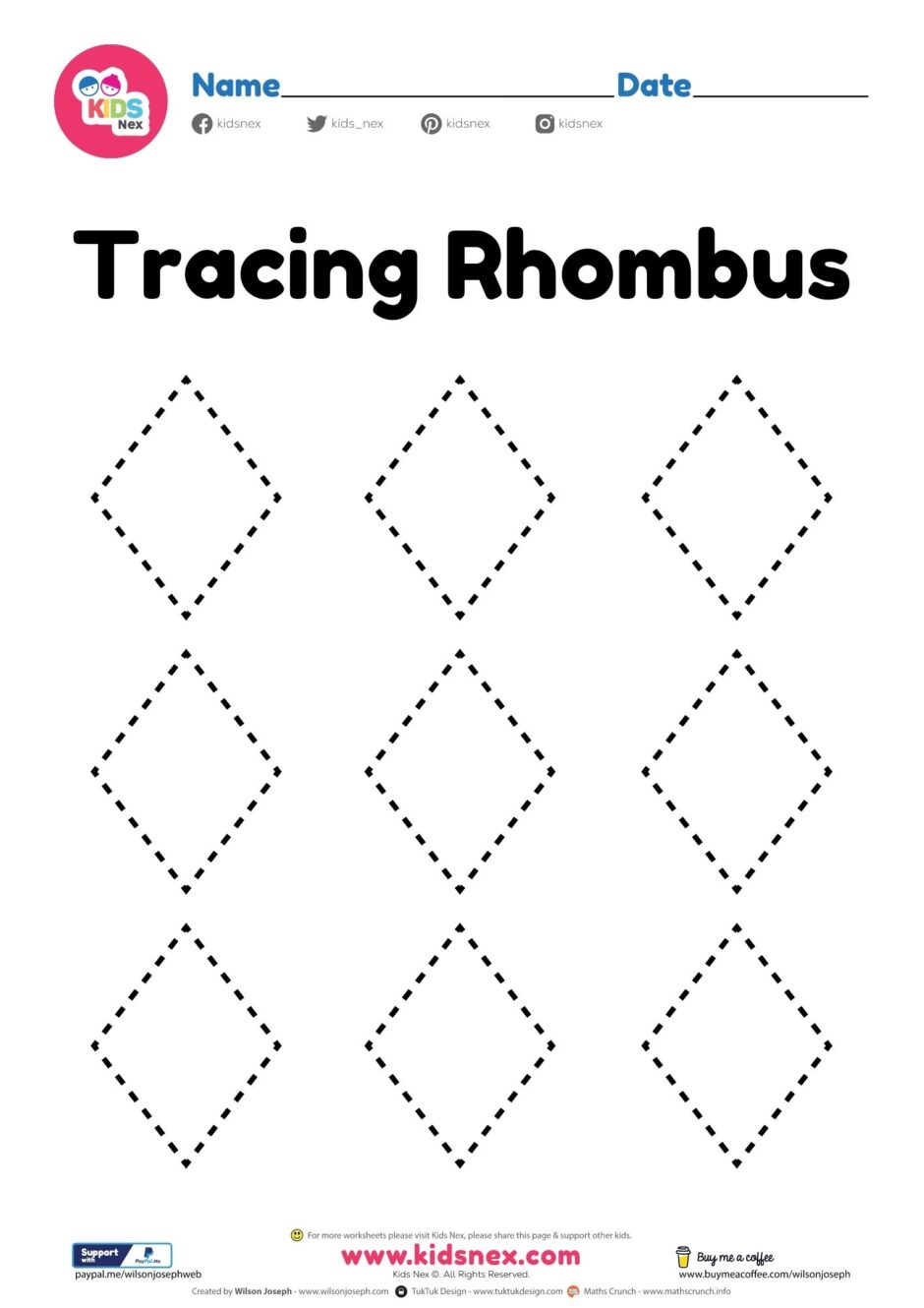 Rhombus shape worksheet