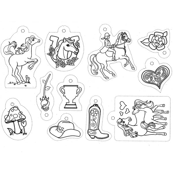 Shrinkable plastic sheet with horse equestrian drawing ready to use miniaturesweet kawaii resin crafts decoden cabochons supplies jewelry making