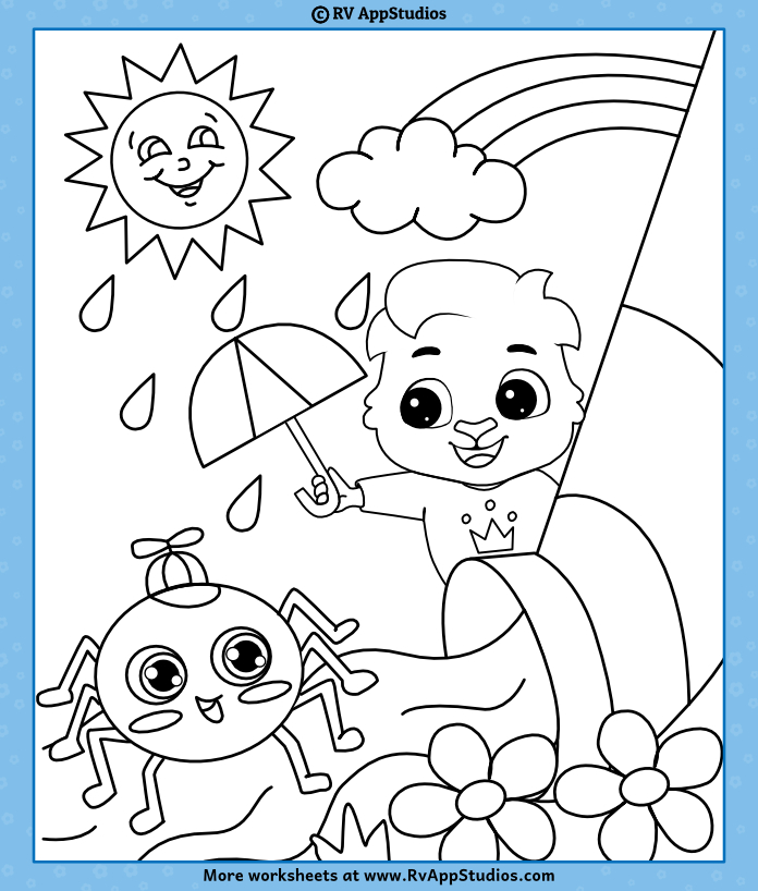 Itsy bitsy spider coloring page for children to color