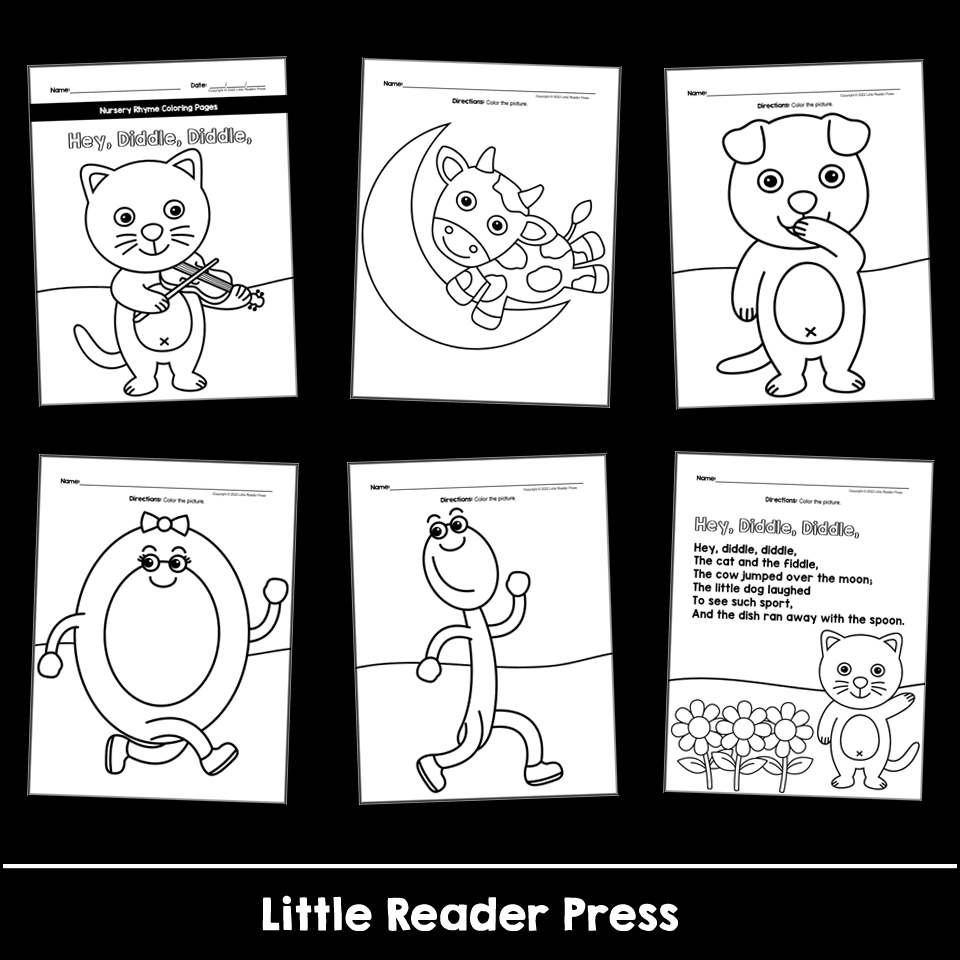 Hey diddle diddle coloring book pages made by teachers