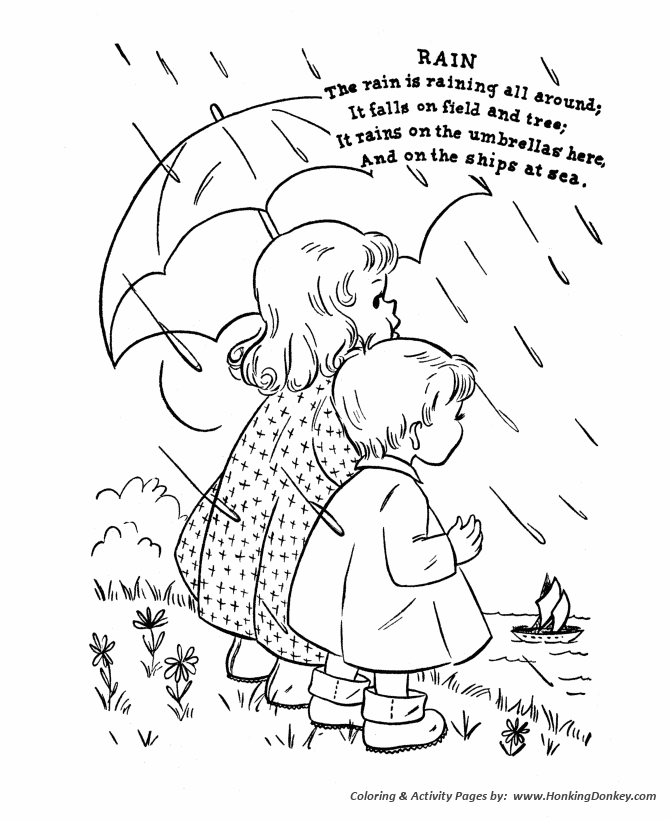 Classic mother goose nursery rhymes coloring pages classic kids rain nursery rhyme