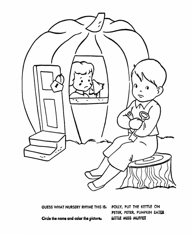 Nursery rhymes quiz coloring page sheets