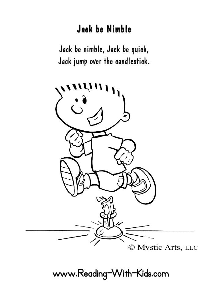 Jack be nimble coloring page nursery rhymes activities nursery rhymes lyrics nursery rhymes