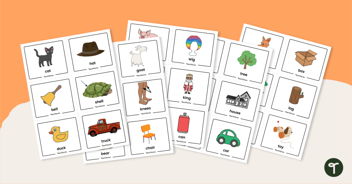 Rhyming word cards teach starter