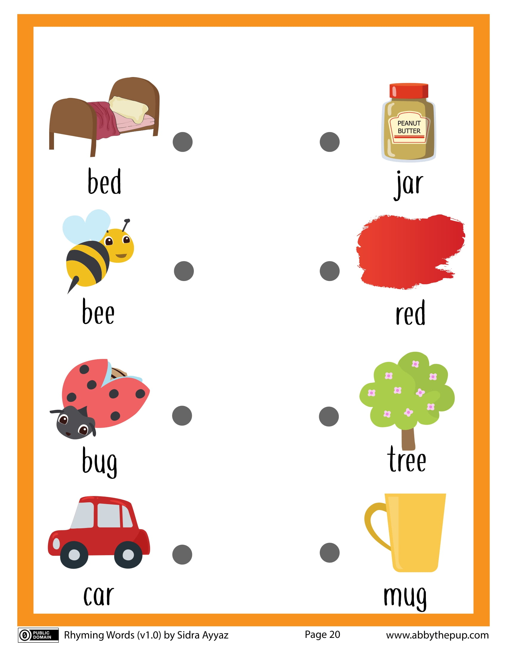 Match english rhyming words worksheet free printable puzzle games