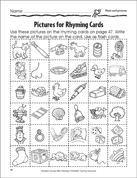 Rhyming flashcards and rhyming wheel printable flash cards