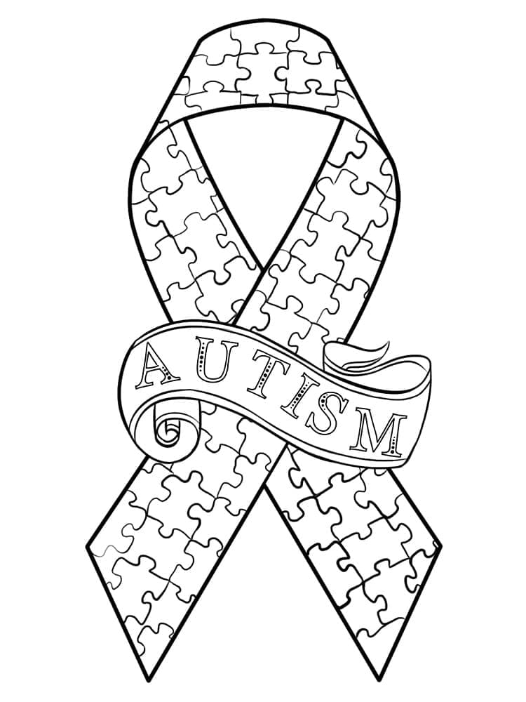 Autism awareness ribbon image coloring page