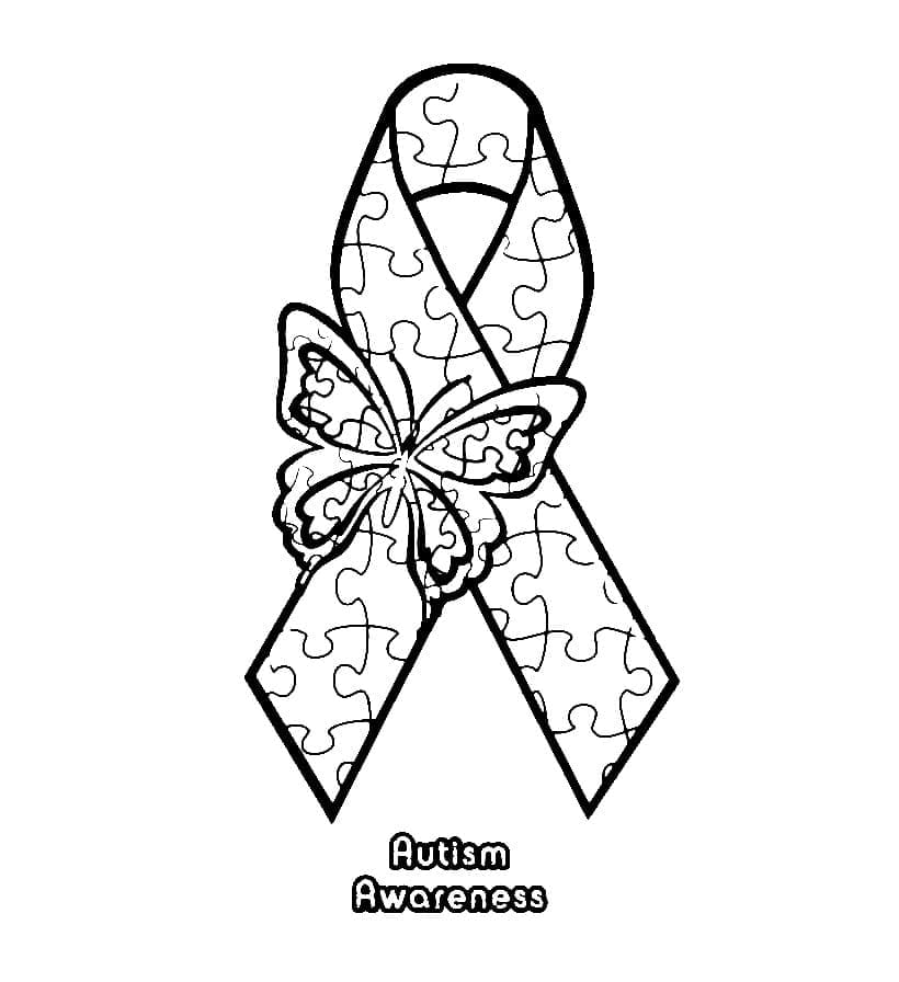 Free printable autism awareness ribbon coloring page