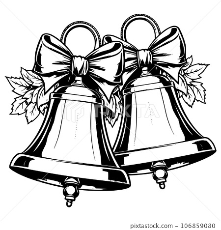 Bells with ribbon coloring pages drawing for kids