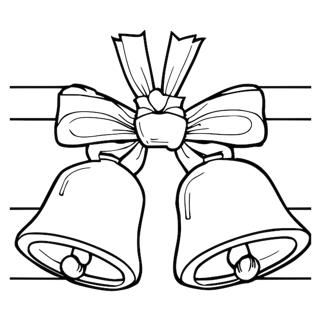Premium vector bells with ribbon coloring pages for kids