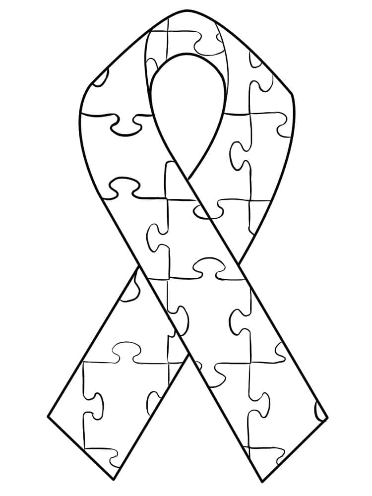 Autism awareness ribbon coloring page