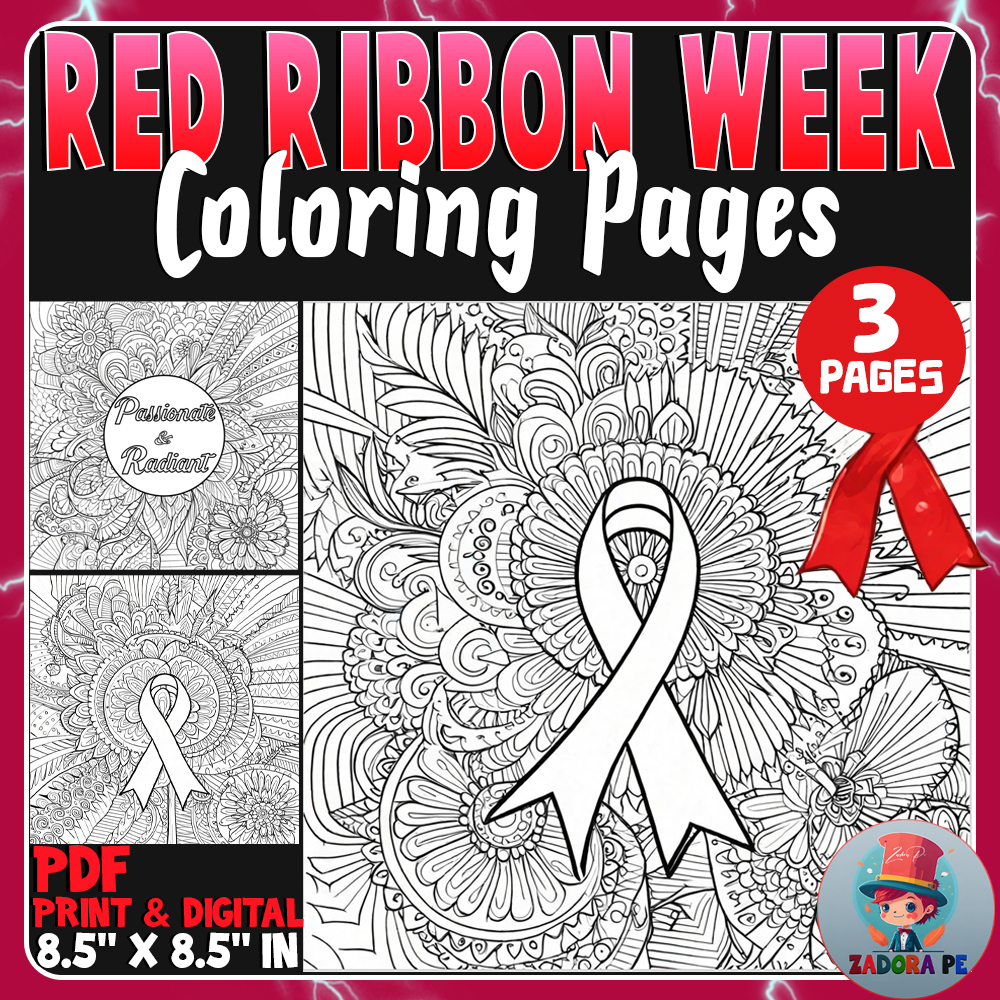 Empowering red ribbon week mandala bulletin board coloring pages made by teachers