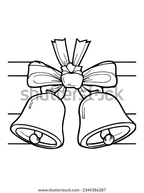 Bells ribbon coloring pages drawing kids stock illustration