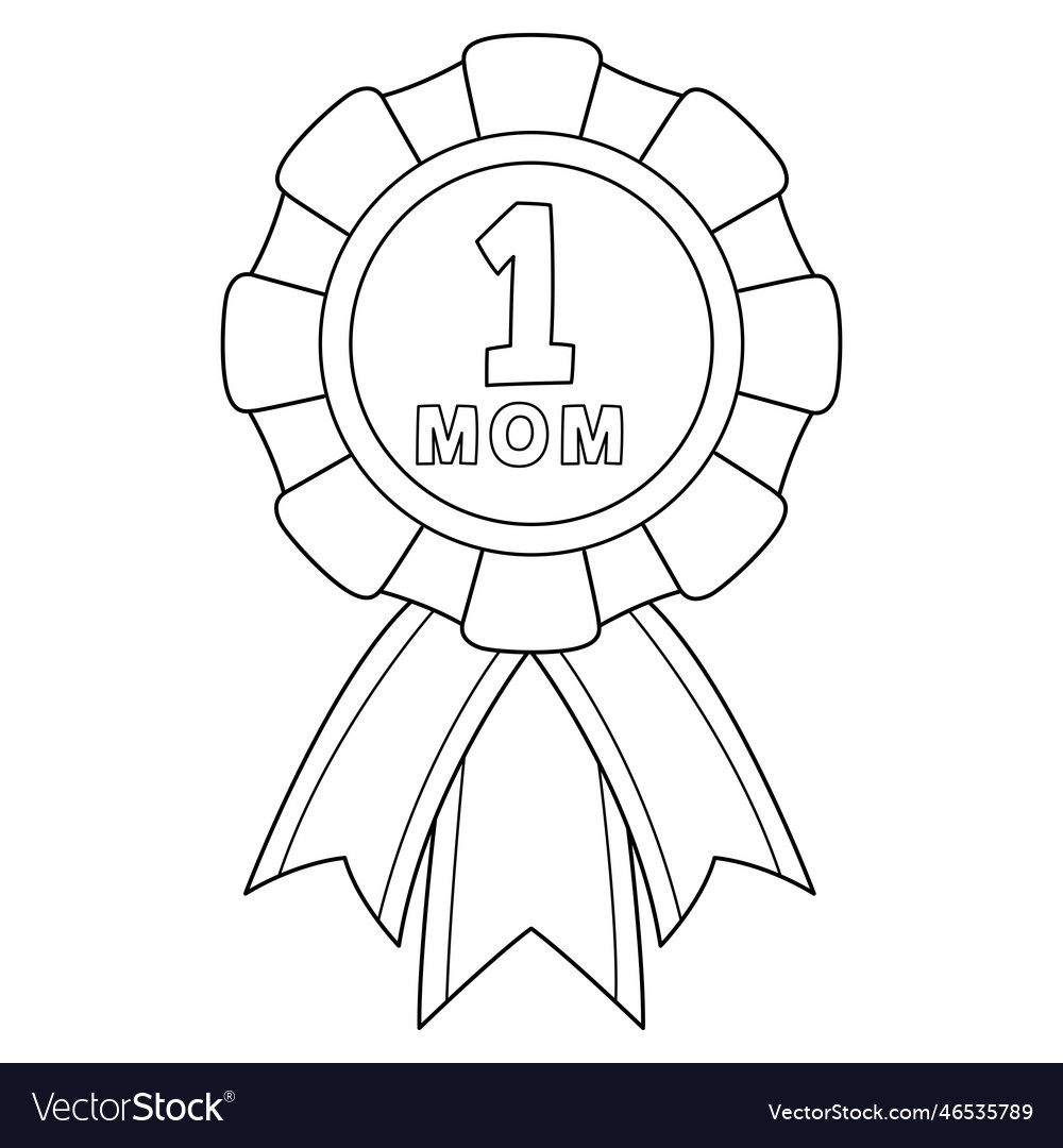 Number one mom ribbon isolated coloring page vector image