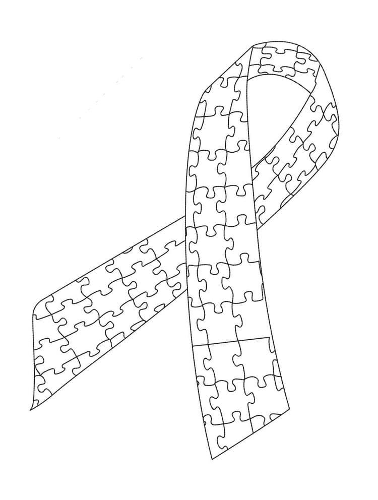Print autism awareness ribbon coloring page