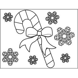 Candy cane with ribbon coloring page