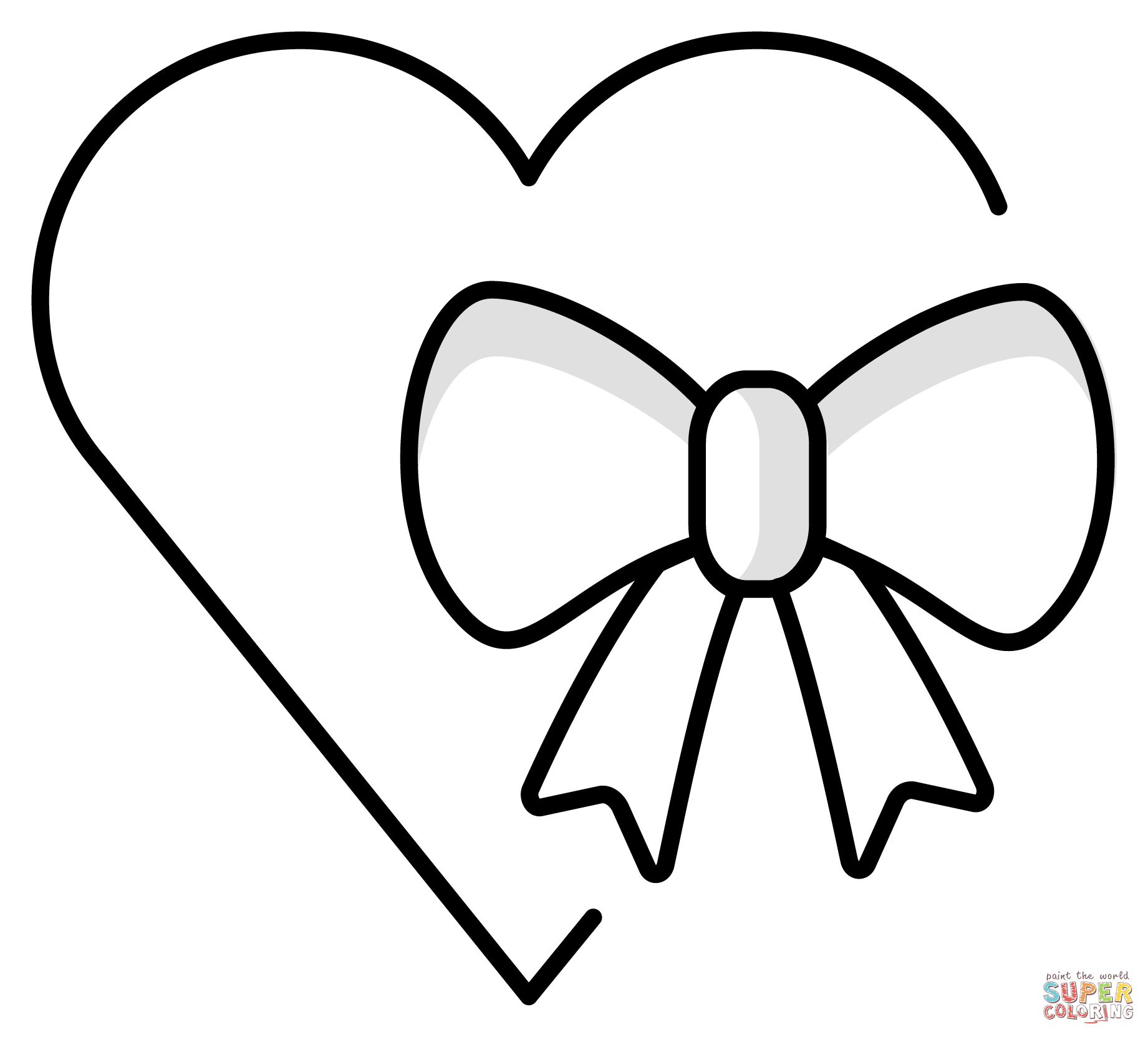 Heart with ribbon emoji coloring page free printable coloring pages