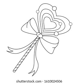 Coloring page heartshaped lollipop ribbon black stock vector royalty free