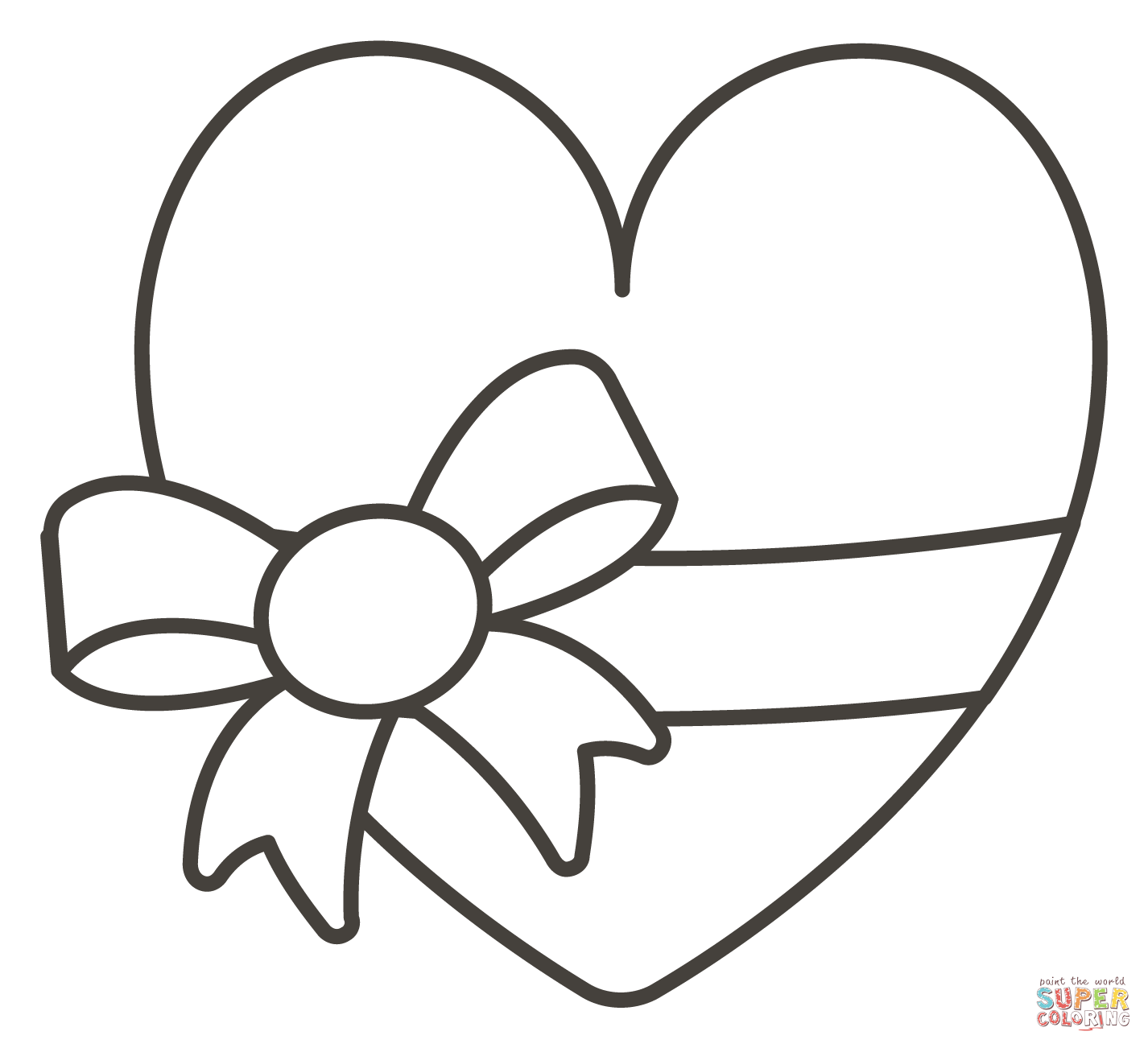 Heart with ribbon coloring page free printable coloring pages