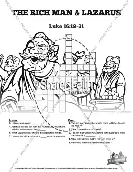 Luke lazarus and the rich man sunday school coloring pages â