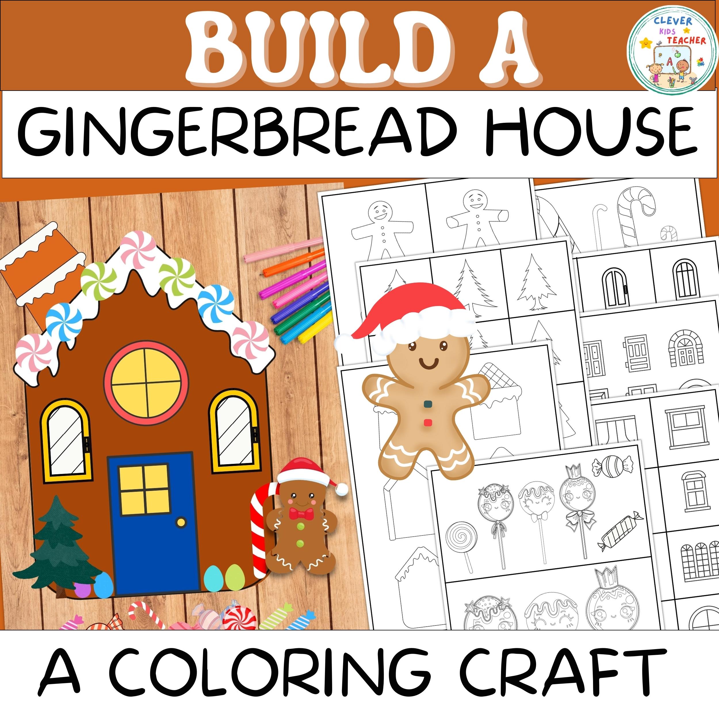 Build a gingerbread house craft coloring pages and gift bag craft december made by teachers