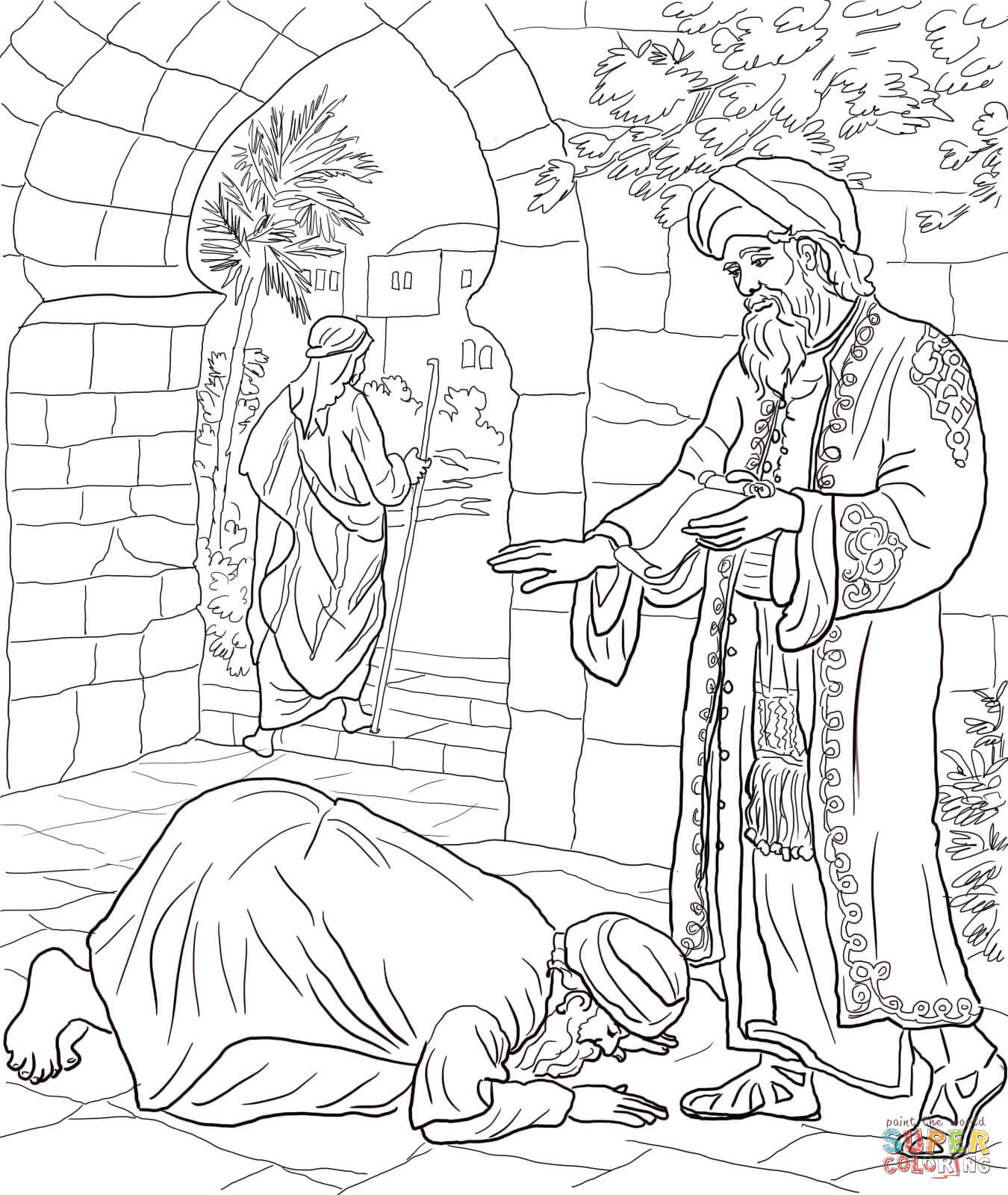 Parable of the two debtors coloring page free printable coloring pages